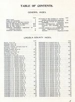 Table of Contents, Lincoln County 1907